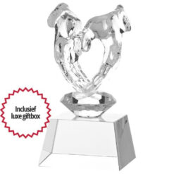 Glazen trofee met handen - W626