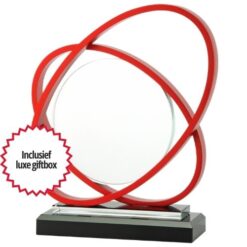 Glas award met rode cirkels - W570.08