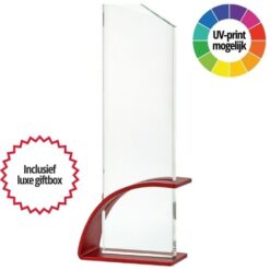 Glas award met rode voet - W585.08
