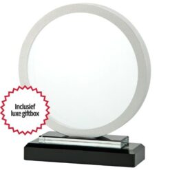 Glas award met zilveren rand - W575.02