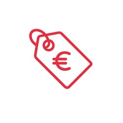 Rode prijsetiket met euroteken